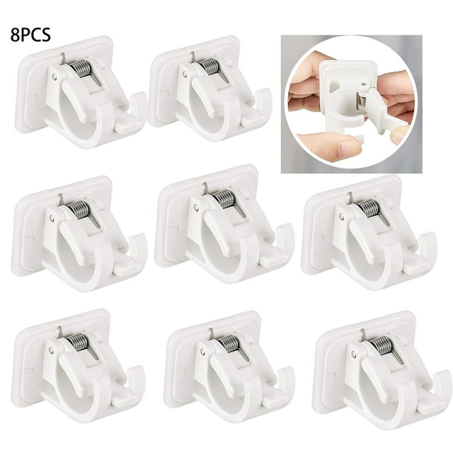 No Drill Curtain Rod Hooks, 8pcs Self Adhesive Durable ABS Plastic Bath