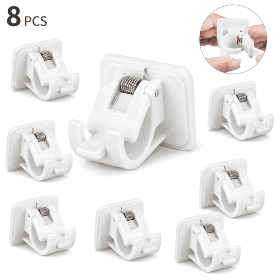 No Drill Curtain Rod Hooks Self Adhesive Curtain Rod Hooks for Home Bathroom(White,8Pcs )