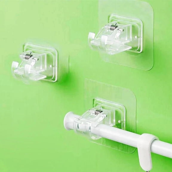 No-Drill Curtain Rod Set - 4Pcs, Adjustable Length, Includes Telescopic Rod