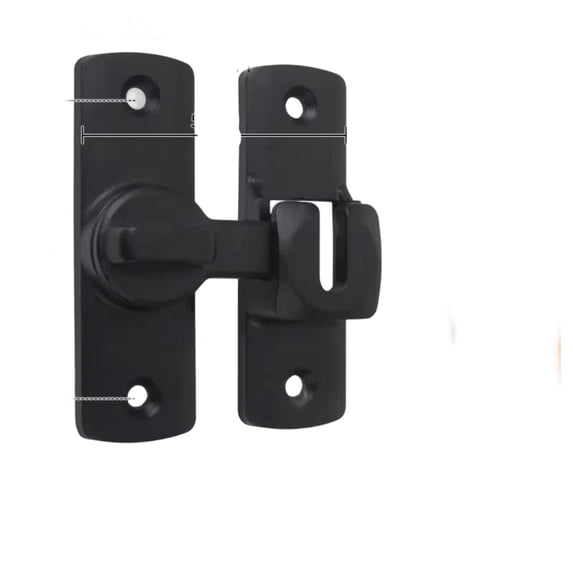 No Drill Door Latch, 180 Degree Sliding Door Lock Bolt for Cabinet and Door Security Black