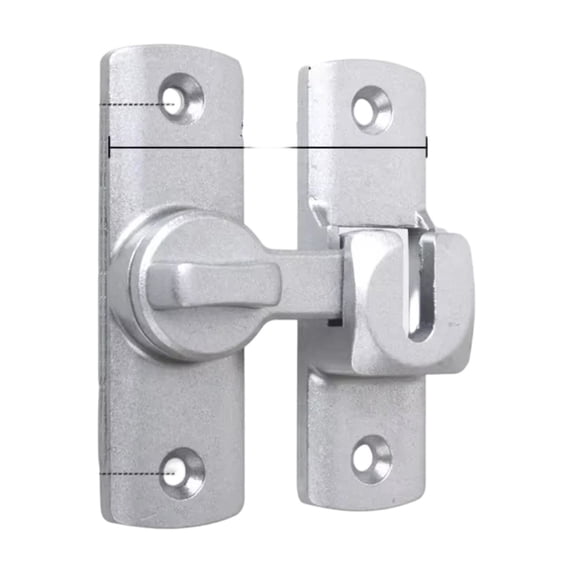 No Drill Door Latch, 180 Degree Sliding Door Lock Bolt for Cabinet and Door Security Silver