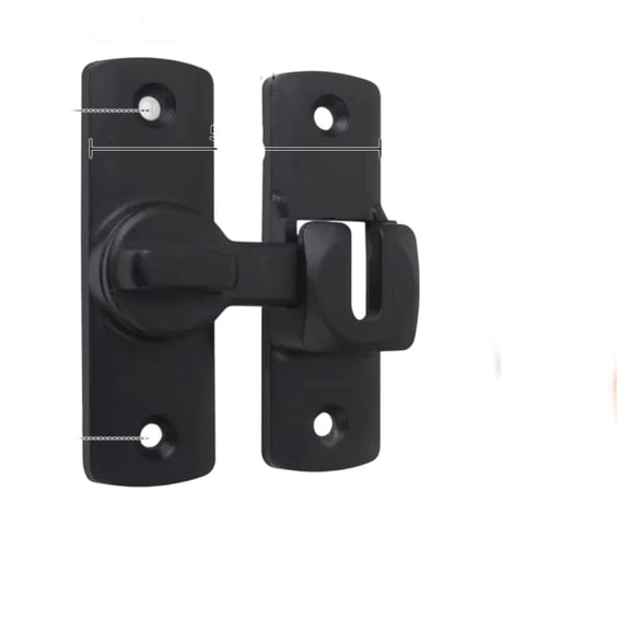 No-Drill Door Latch Bolt - 180-Degree Push-Pull Sliding Lock, Right Angle Hasp Anti-Theft Lock (Black) with Thickened Aluminum Alloy, Multi-Layer Protection, No Rust, Easy Install - for Home, Sliding