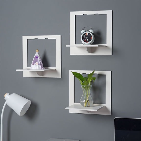 No Drill Floating Shelf - Wall Mount Display Rack for Plants, Books & Decor, Space-Saving Modern Shelves for Bedroom/Kitchen (29x29cm, 11lb Capacity)