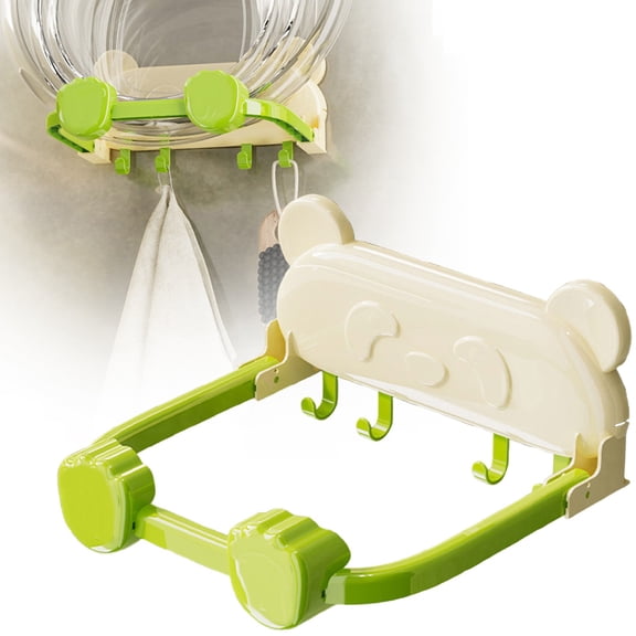 No-Drill Foldable Multi-Functional Hook Storage Rack, Green, 24*22 Cm