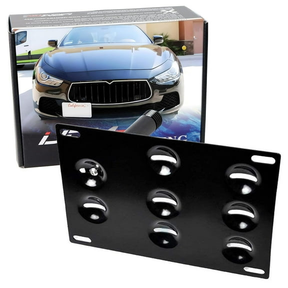 No Drill Front Bumper Tow Hook License Plate Mounting Bracket Adapter Kit For 2013-up Maserati Ghibli, 2017-up Levante