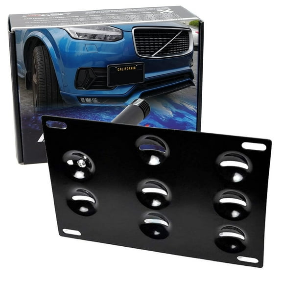 No Drill Front Bumper Tow Hook License Plate Mounting Bracket Adapter Kit For 2015-up 2nd Gen Volvo XC90, 2017-up XC60 and S90