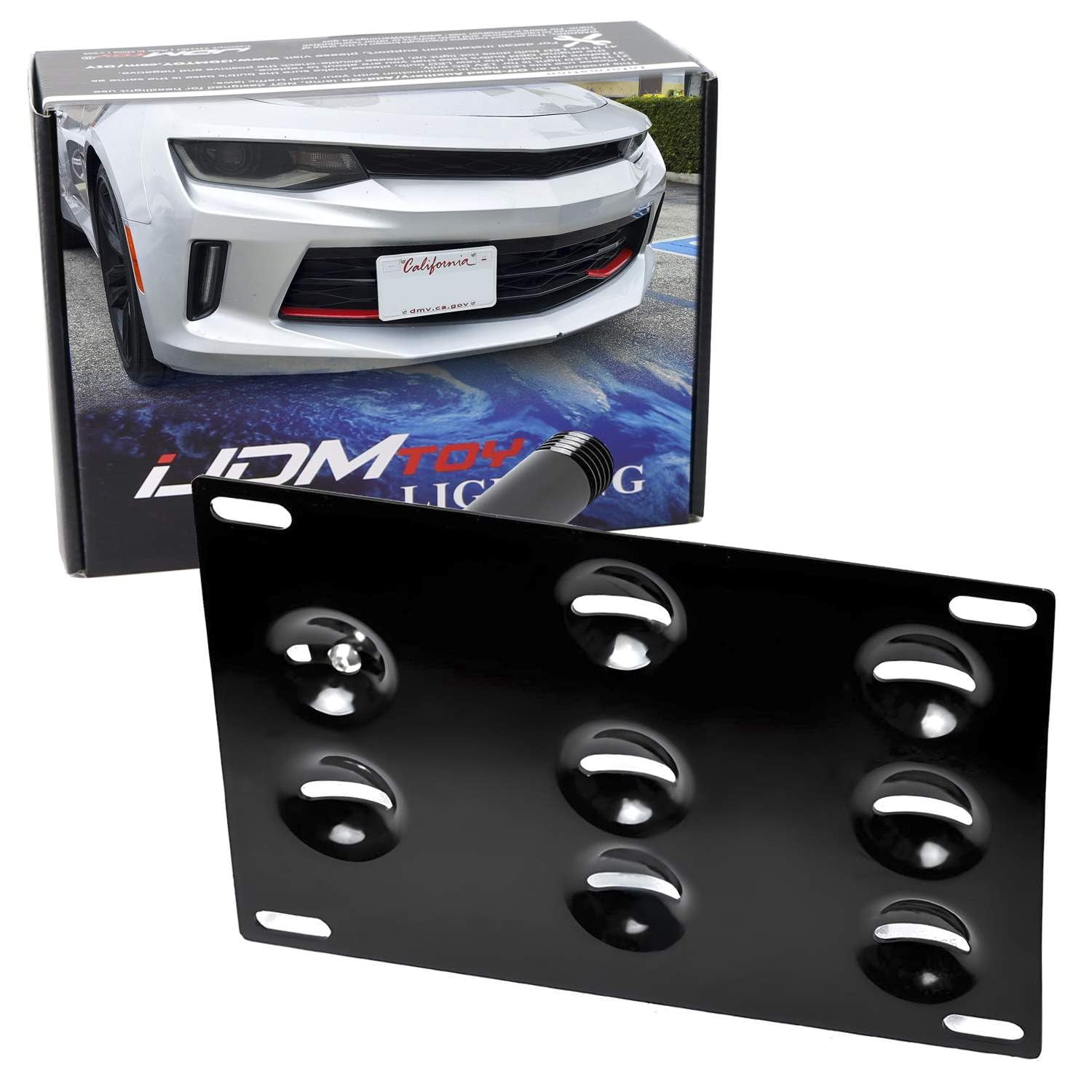 Red Bumper Tow Hook License Plate Mount Bracket – Fits Chevy Corvette C7 2014-2019 – No Drill