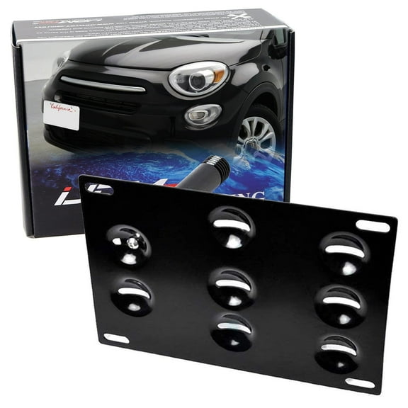 No Drill Front Bumper Tow Hook License Plate Mounting Bracket Adapter Kit For 2016-up Fiat 500X