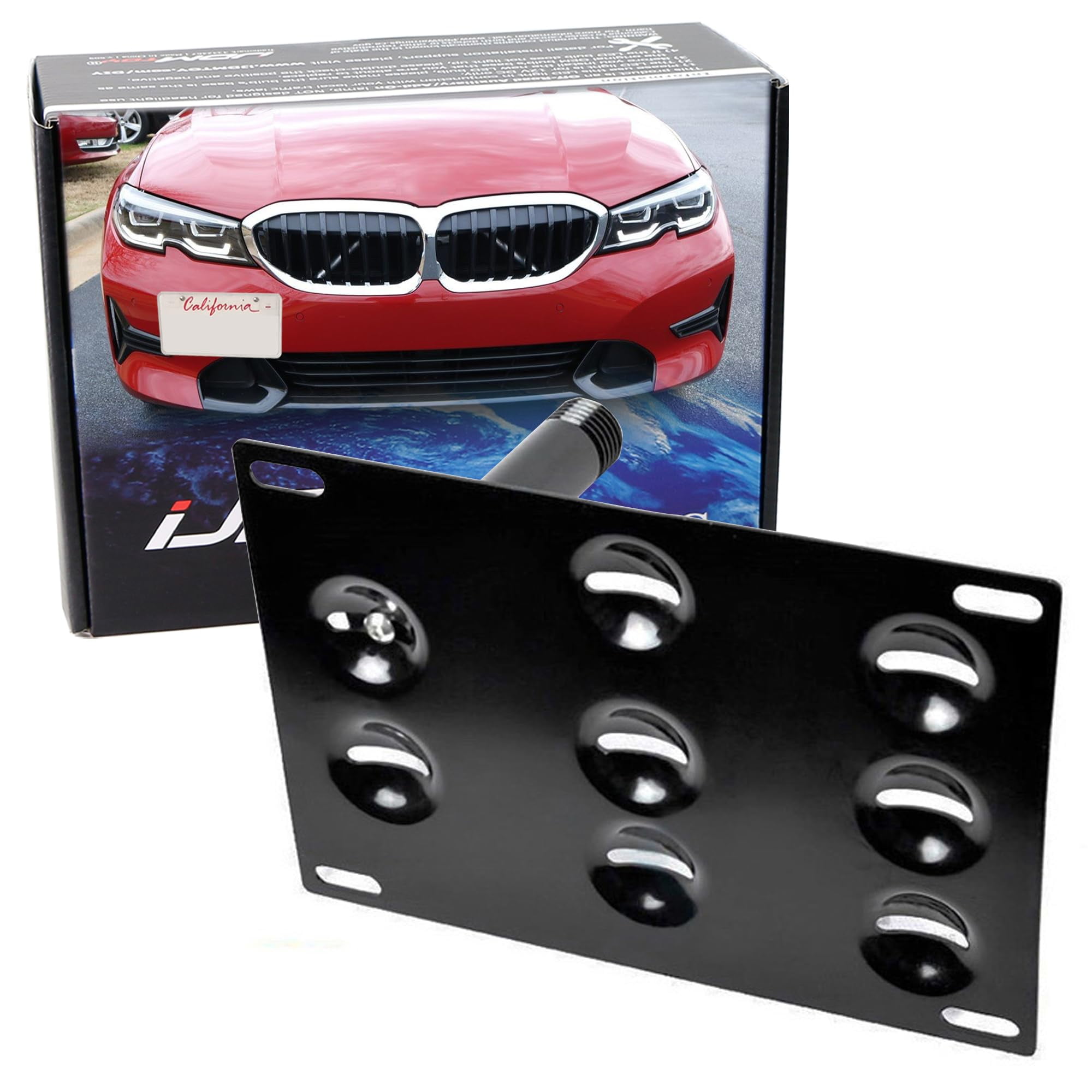 No Drill Front Bumper Tow Hook License Plate Mounting Bracket Adapter ...