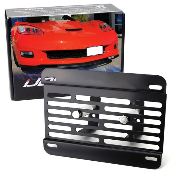 No Drill Front Grille Mesh Mount License Plate Relocator Kit For 2005-2013 Chevrolet Corvette C6 w/Diamond Shape Lower Bumper Mesh