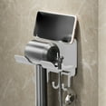 thumbnail image 1 of No Drill Hair Dryer Wall Mount, Multifunctional Bathroom Organizer with Hook and Phone Holder, Space Saving Thickened Holder, 1 of 6