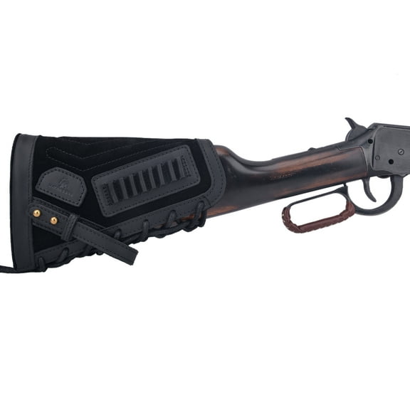 No Drill Leather Rifle Cartridge Holder Shell Carrier Cover on Buttstock .22LR .22MAG .17HMR Right Handed