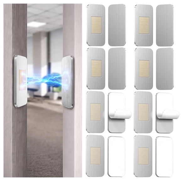 No Drill Magnetic Cabinet Door Catch, Adhesive Stainless Steel Latch, 8 Pack