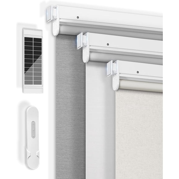 No-Drill Motorized Blinds with Remote, Blackout Roller Shades | Rechargeable Shades for Windows, Electric Automatic Wireless Cordless Blinds for Bedroom and Living room (White,34.25"W*72"H)