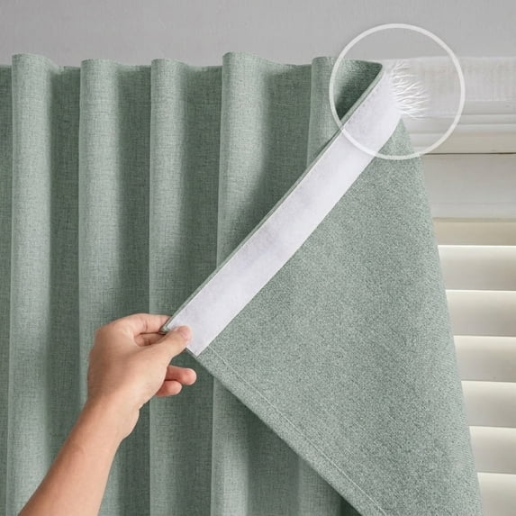 No Drill No Rod Blackout Curtains with Hook and Loop, Thermal Insulated Noise Reducing Privacy Window Drapes for Bedroom & Living Room