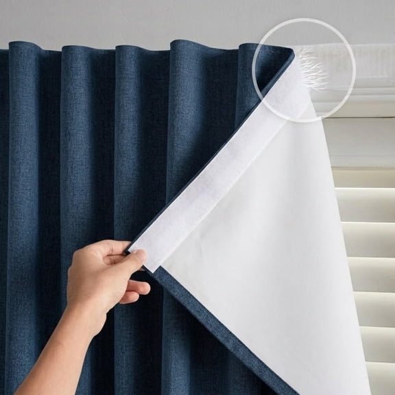 No Drill No Rod Blackout Curtains with Hook and Loop, Thermal Insulated Noise Reducing Privacy Window Drapes for Bedroom & Living Room