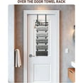 thumbnail image 1 of No Drill Over Door Towel Rack - 6 Tier Bath Towel Storage Organizer for Small Bathrooms - Black, 1 of 6