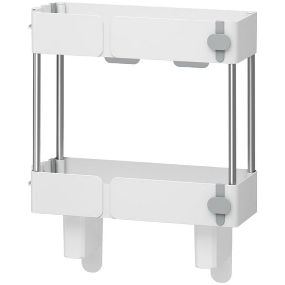 No-Drill Over-The-Toilet Bathroom Storage Shelf - 2-Tier Organizer with Tall Guardrails and Suction Cup Mount, Stainless Steel Frame Space Saving Rack