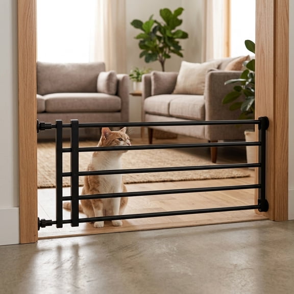 No Drill Pet Barrier, Adjustable Small Dog Gate, Indoor Separation Gate For House Doorways(Black-9.45")