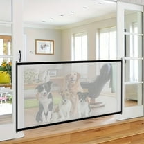 No-Drill Pet Fence for Dogs and Cats - Adjustable Stair Gate with Pet Door, Polyester Mesh Safety Barrier for Home Use