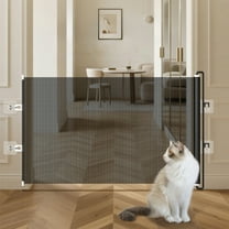 No Drill Pet Gate for Doorways and Stairs, Adjustable Mesh Dog and Cat Fence, Indoor Pet Safety Barrier with Non Slip Support for Home Use