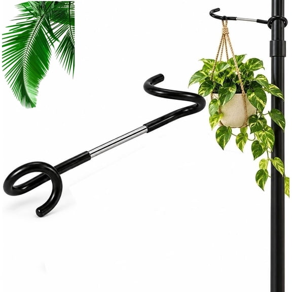 No-Drill Plant Pole Hanging Hook, Heavy Duty Rustproof Metal Clamp Hanger for Flower Pots, Bird Feeders, Garden Balcony, Patio & Camping Tent