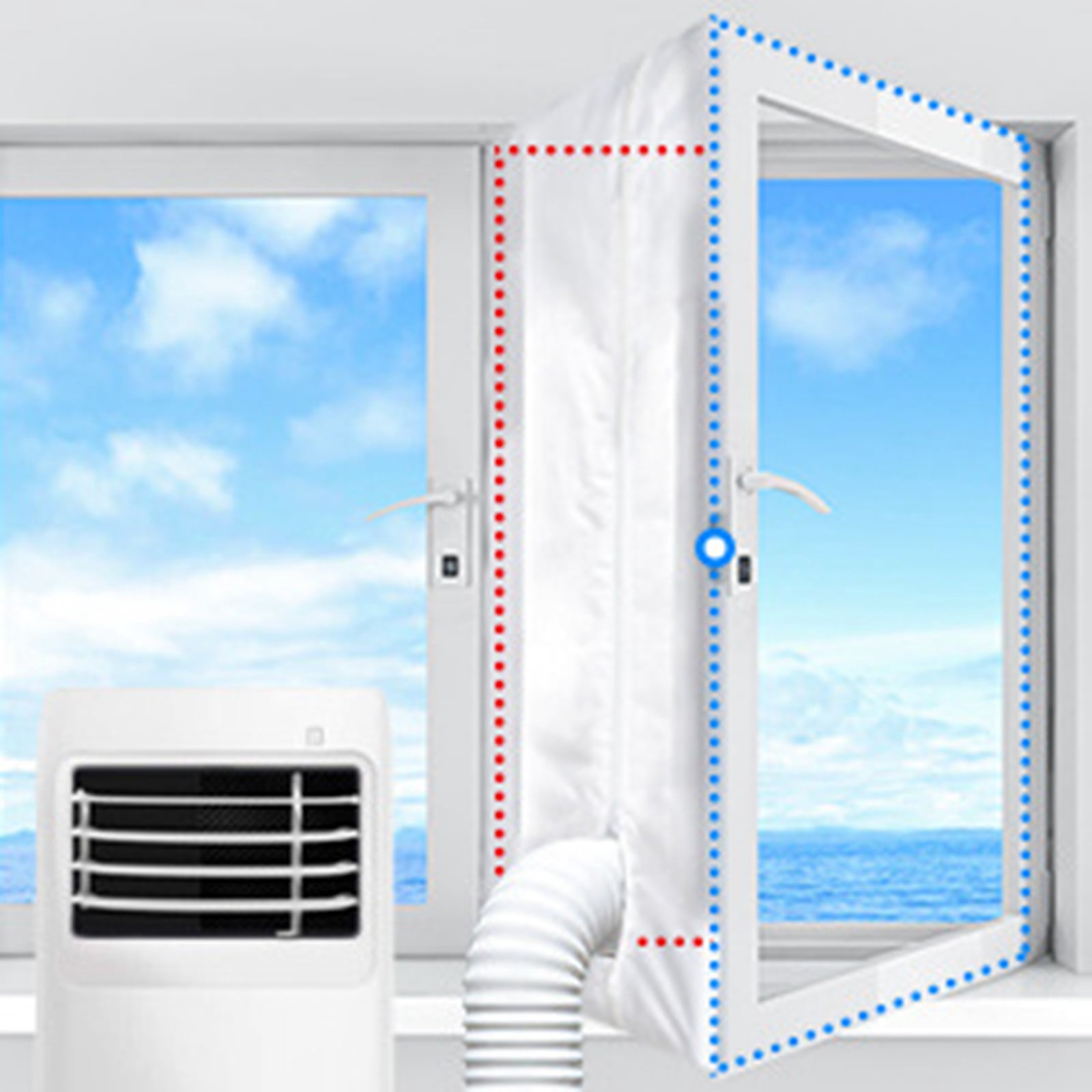 No Drill Portable AC Window Seal Kit Adjustable Zipper Heavy Duty ...