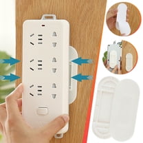 No-Drill Power Strip Mounting Bracket - Double-Sided Adhesive Plugboard Holder, Christmas & 2026 Home Office Organization Tool, Wall-Mounted Router & Socket Fixer, Cable Management, 1.6*3.9in, White