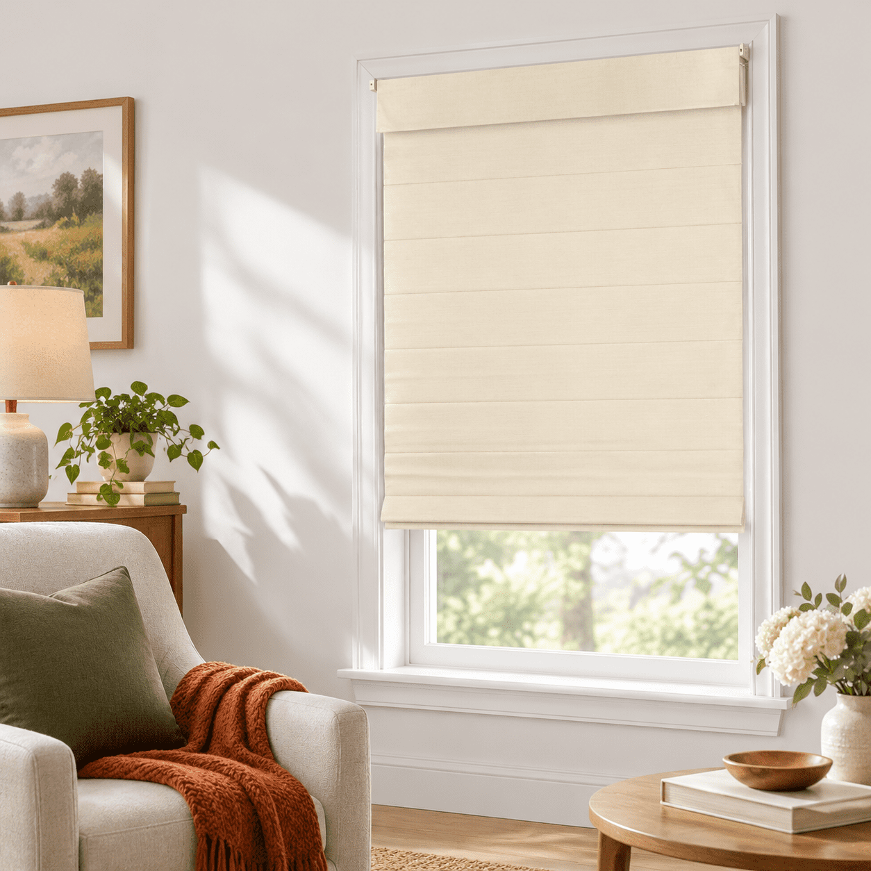 No Drill Roman Shades For Indoor Windows Beige 22.5