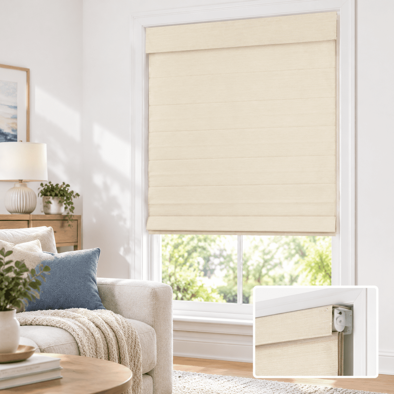 No Drill Roman Shades For Indoor Windows Beige 31.5