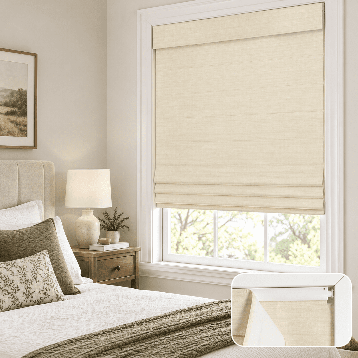 No Drill Roman Shades For Indoor Windows Beige 31