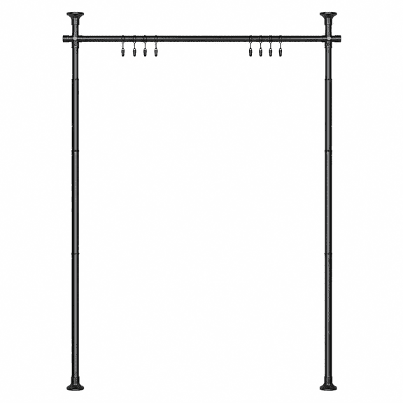 No-Drill Room Divider Curtain Rod, Adjustable 4-10 FT Height and 28-70 Inch Width, Heavy-Duty Floor-to-Ceiling Tension Pole for Temporary Privacy Partition, Black