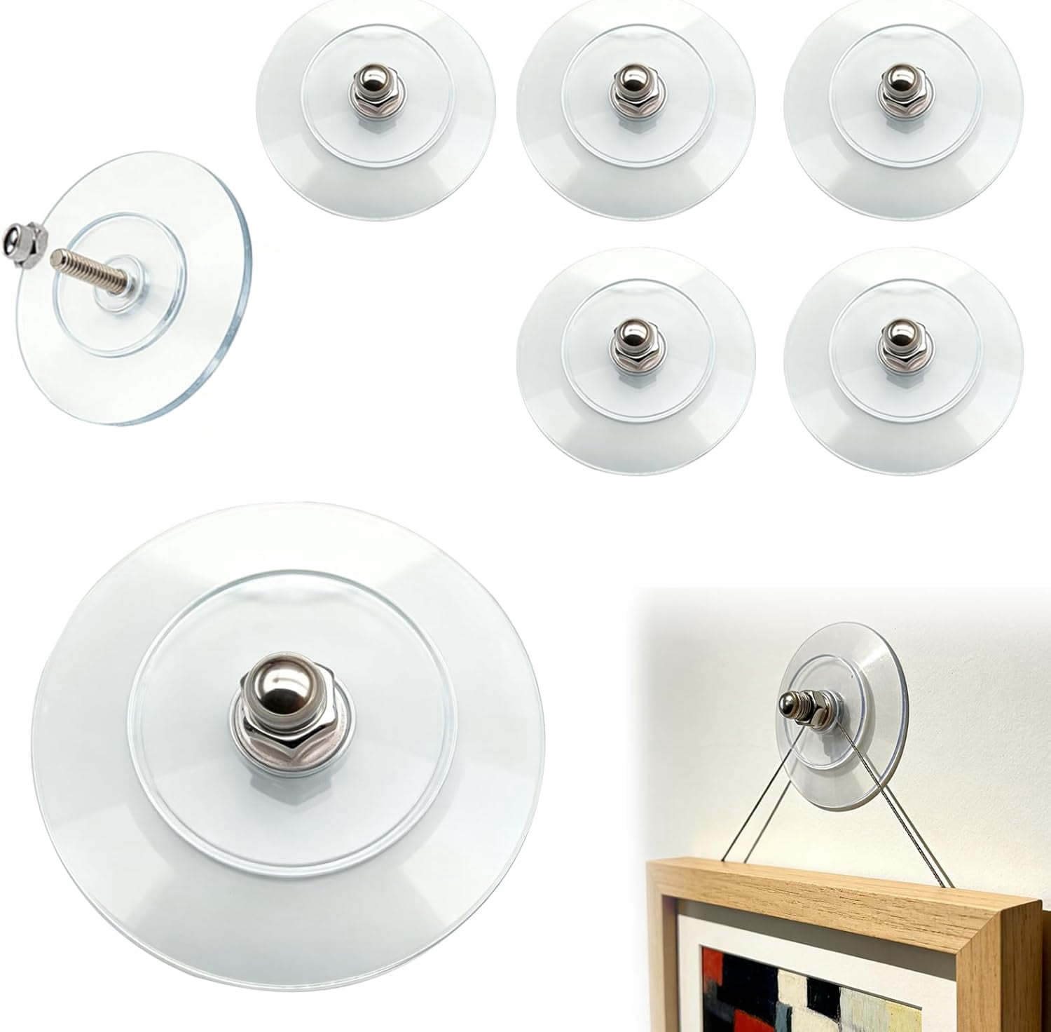 No-Drill Screw Stickers, 2026 Upgraded Reusable Drill Free Adhesive Hooks, Removable Nail Free Wall Hangers, Picture Hangers Without Nails for Wall Mount, Bathroom, Home, Kitchen, Office (B, 6PCS)