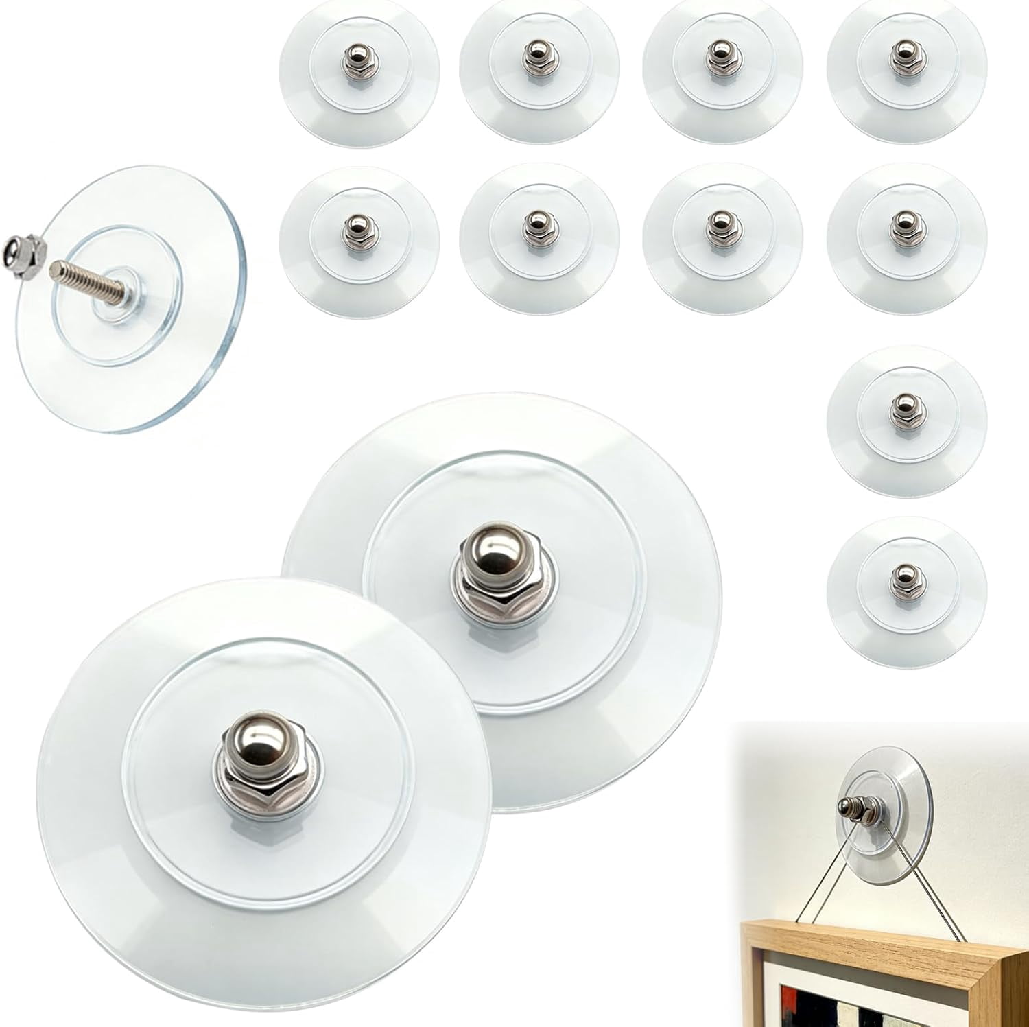 No-Drill Screw Stickers, 2026 Upgraded Reusable Drill Free Adhesive Hooks, Removable Nail Free Wall Hangers, Picture Hangers Without Nails for Wall Mount, Bathroom, Home, Kitchen, Office (B, 12PCS)