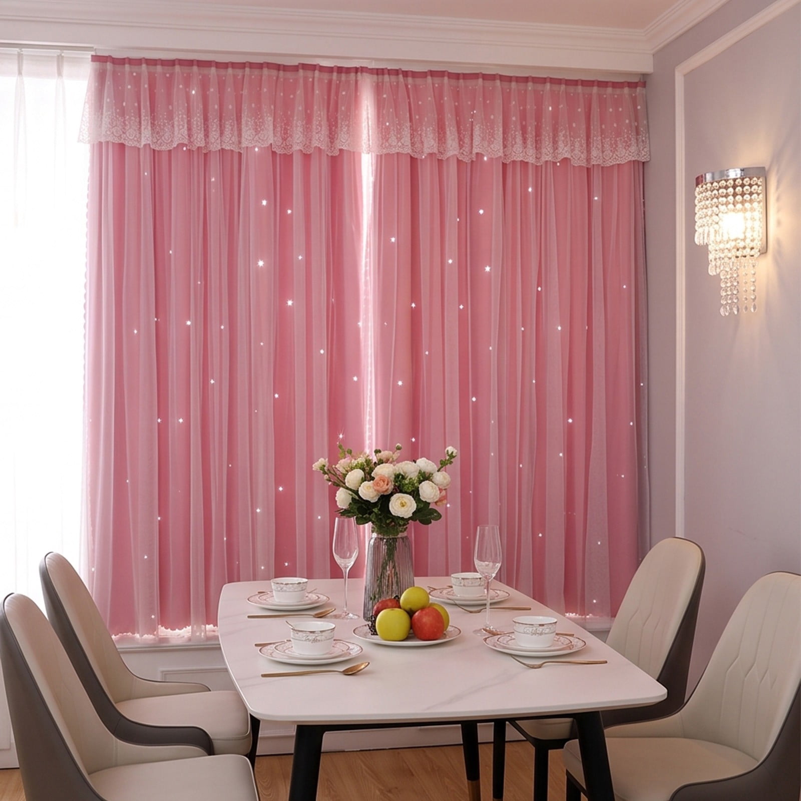 No Drill Self-Adhesive Star Cut-Out Curtain 59.06x78.74in 1 Panel ...