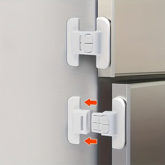 No-Drill Self-Adhesive Window and Cabinet Lock, Plastic Safety Limiter for Refrigerator Doors and Drawers, Tool-Free Installation Security Device