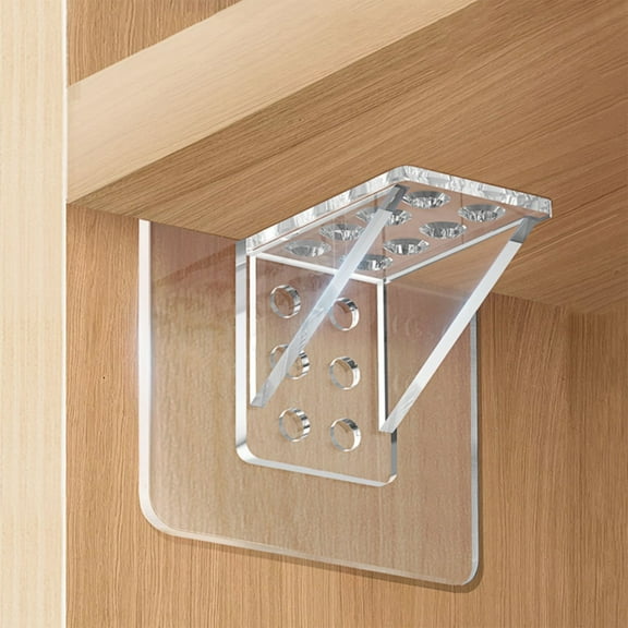 No-Drill Shelf Support Hooks Clear Plastic Adhesive Wall-Mounted Brackets for Closet Cabinet Organization Easy Instal, Strong Adhesive Wall Hooks
