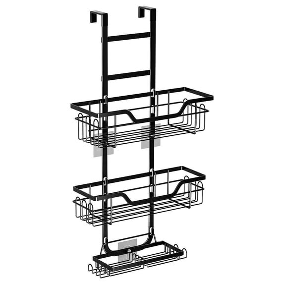 No-Drill Over The Shower Head Caddy, 3-Tier Hanging Bathroom Shelf with Hooks for Shampoo, Conditioner, Soap, and Towels, Space-Saving Shower Organizer, Practical Bathroom Gift
