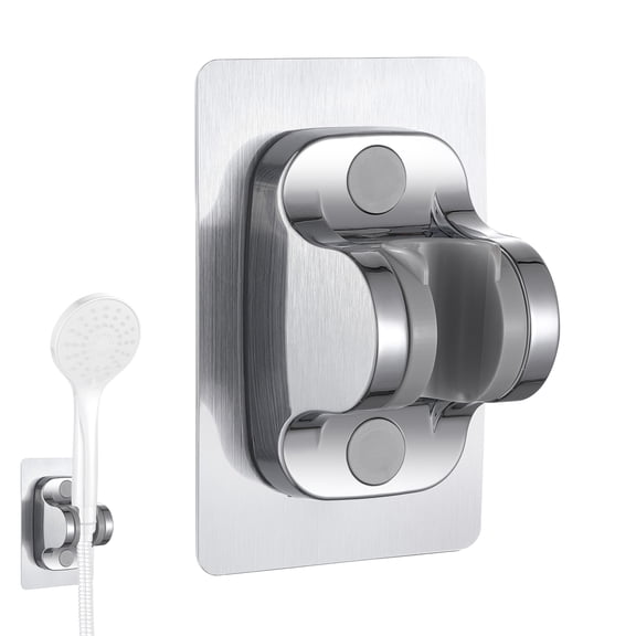No-Drill Shower Holder with Strong Adhesive, Adjustable Wall Mount for Handheld Shower Heads - Chrome