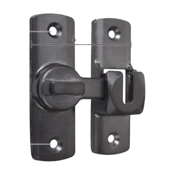 No Drill Sliding Door Lock 90 Degree Matte Gray Door Latch for Interior and Exterior Doors, Home Security Door Lock for Bedroom Bathroom, Single Pack