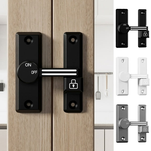 No-Drill Sliding Door Lock, Adjustable Push-Pull Door, Cabinet Fastener, Easy Install, Pin Type Lock Buckle, Child Safety Door Stopper Birthday Gift