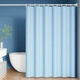 thumbnail image 1 of No-Drill Solid Color Waterproof Shower Curtain – Easy Installation for Home, Hotel & Dorm (Light blue,Single shower curtain: Curtain width 80*height 180+hanging ring), 1 of 12