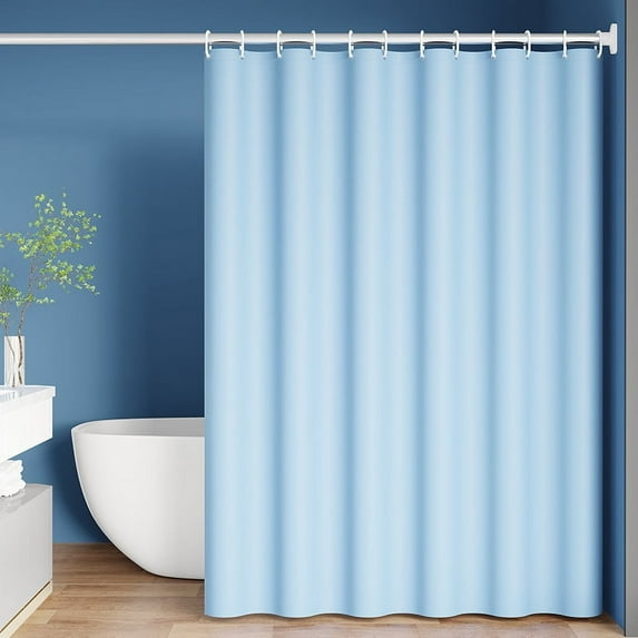 No-Drill Solid Color Waterproof Shower Curtain – Easy Installation for Home, Hotel & Dorm (Light blue,Single shower curtain: Curtain width 80*height 180+hanging ring)
