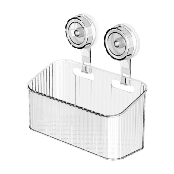 No Drill Suction Cup Shower Caddy, Large Capacity Removable Storage Organizer for Bathroom Kitchen Dorm Use(Clear,16cm)