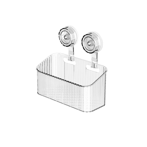 No Drill Suction Cup Shower Caddy, Large Capacity Removable Storage Organizer for Bathroom Kitchen Dorm Use(Clear,16cm)