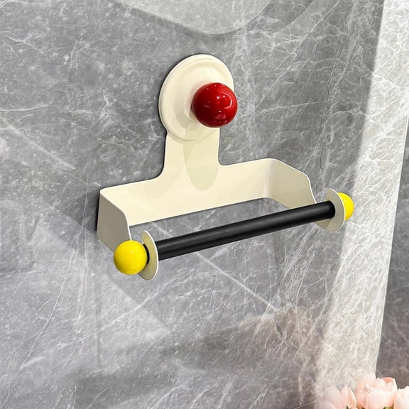 No-Drill Suction Cup Toilet Paper Holder Aluminum Alloy, Wall Mounted Roll Tissue Support Rack for Bathroom Kitchen Rental House, 1-Piece