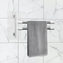 No-Drill Swivel Towel Rack | 180° Rotating Towel Bar with Integral Hooks | Stainless Steel Bathroom Storage Shelf | White (1 Pcs)
