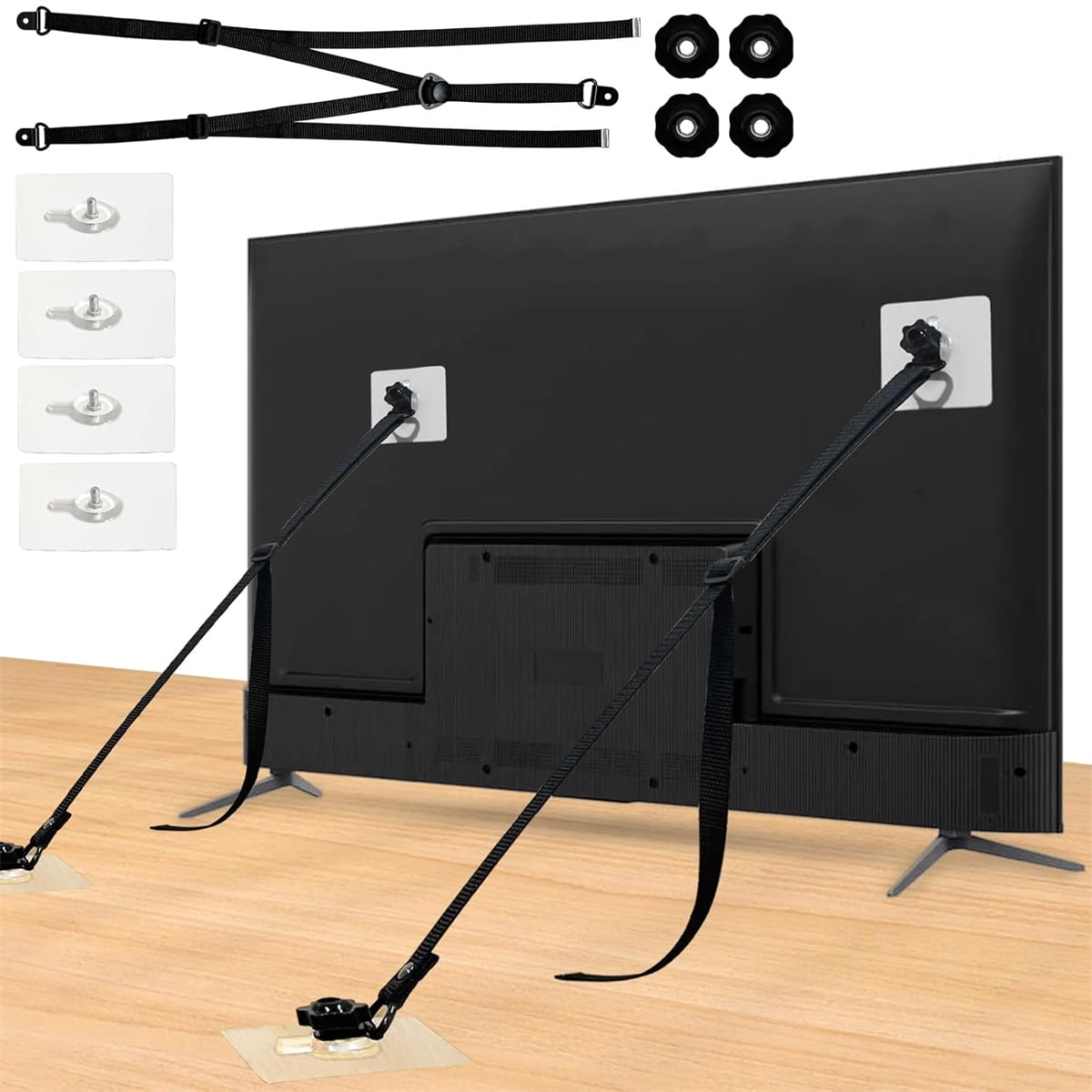 No Drill TV Straps Safety for Flat Screen, Reusable Adjustable 5" to 35 ...