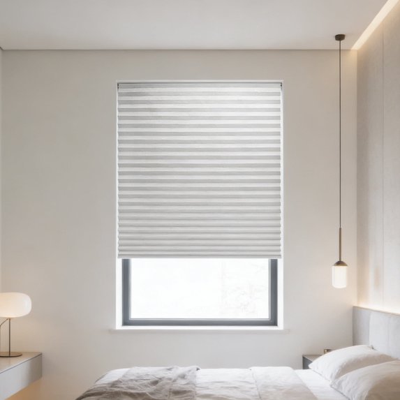 No Drill Temporary Pleated Window Shade 23.62W x 59.06L Inch Self Adhesive Blackout Blind for Bedroom Bathroom