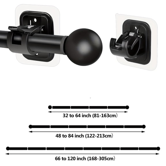 No-Drill Tension Curtain Rods, Adjustable 32-120 Inch, Damage-Free with Strong Adhesive Brackets, Renters Friendly for Apartments & Dorms